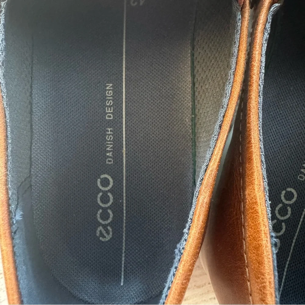 Ecco Penny Loafers Men 8-8.5 Lite Shoes Brown‎ Leather Comfort Slip On Loafers